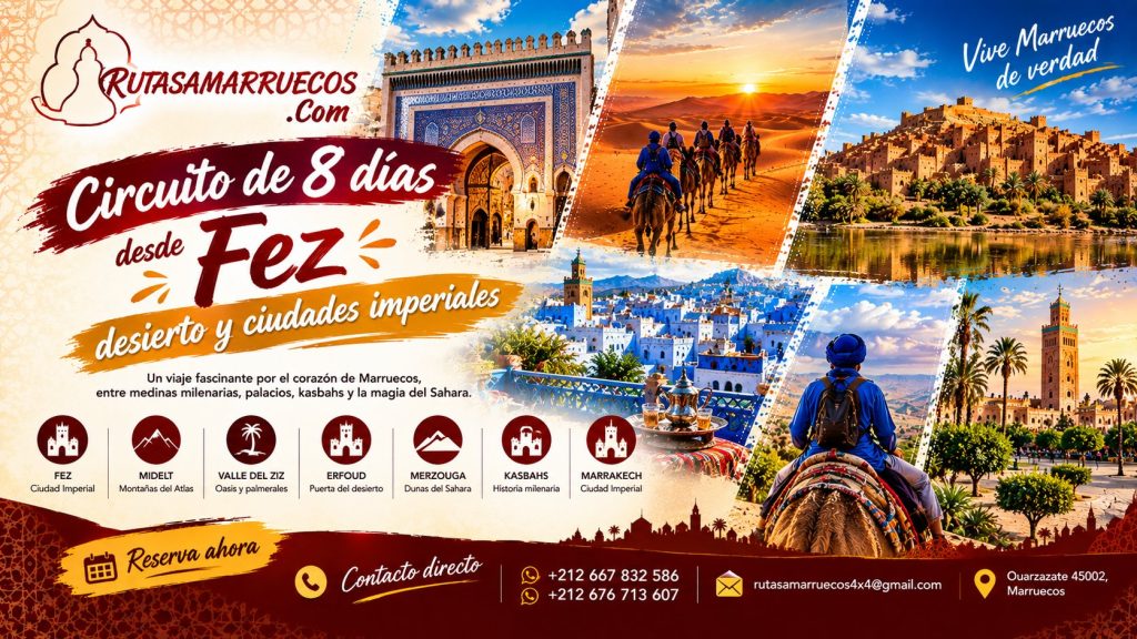 Circuito de 8 días desde Fez: desierto y ciudades imperiales