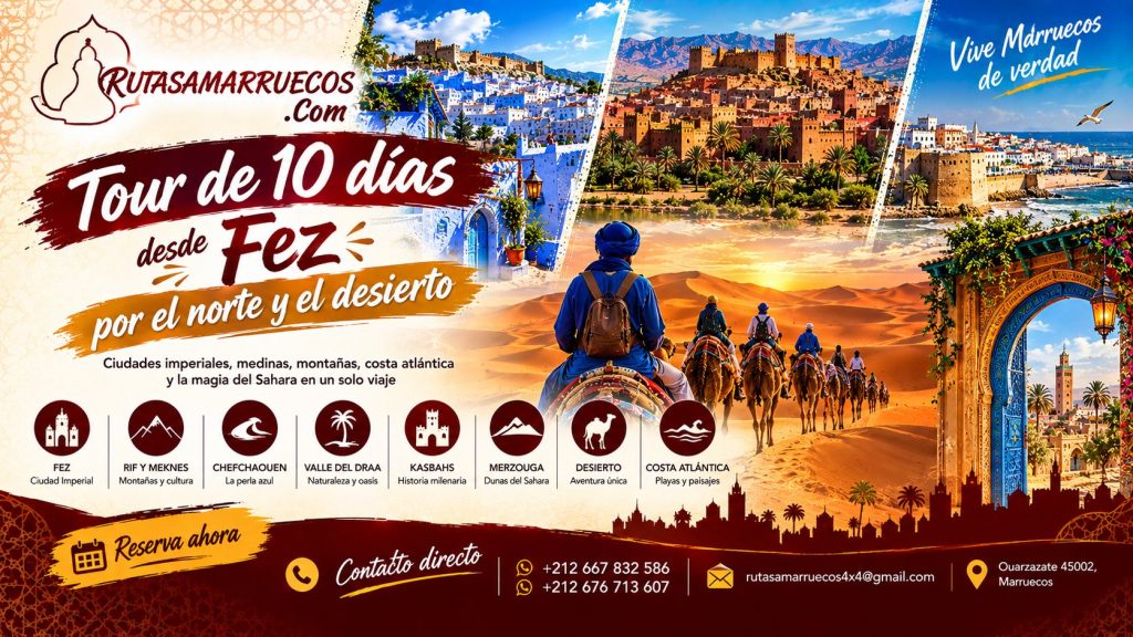 Tour de 10 días desde Fez por el norte y el desierto