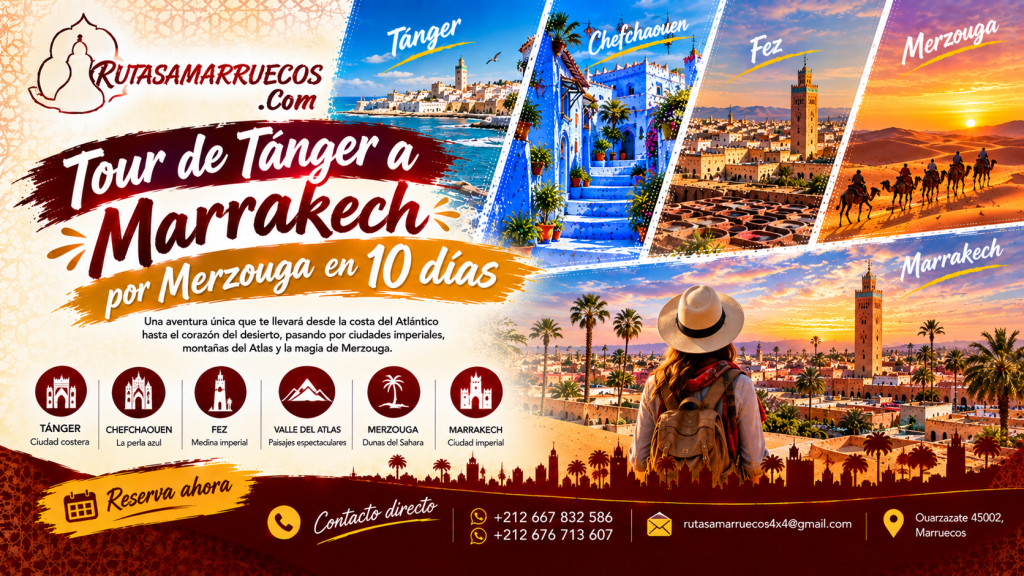 Tour de Tánger a Marrakech por Merzouga en 10 días