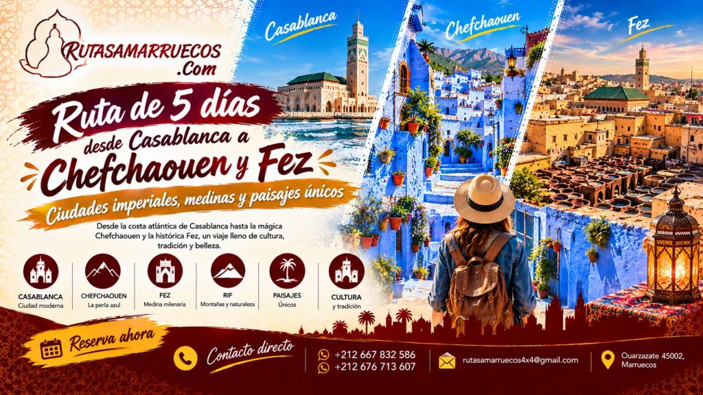 Ruta de 5 días desde Casablanca a Chefchaouen y Fez